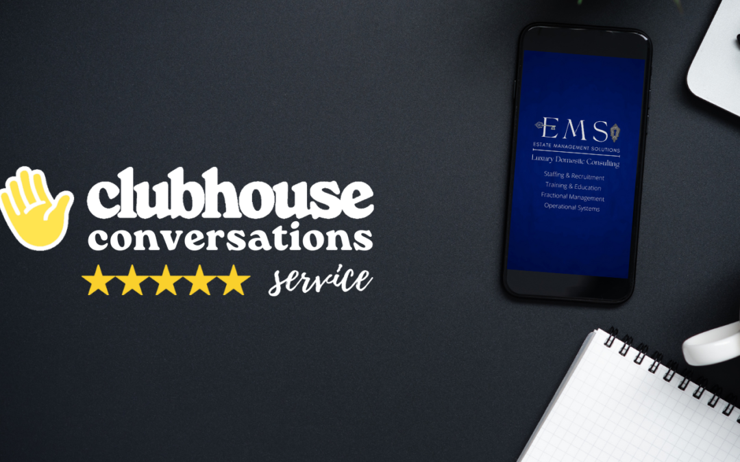 Clubhouse Conversations Service logo against a stylish backdrop.